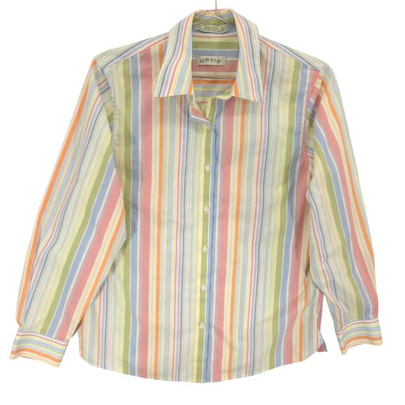 Orvis Shirt Womens 6 Multicolor Striped Wrinkle Resistant Long Sleeve Button Up - Picture 1 of 9